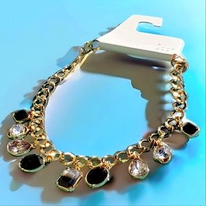 Mixed Stone Charm w/ Ombre Effect Collar Necklace